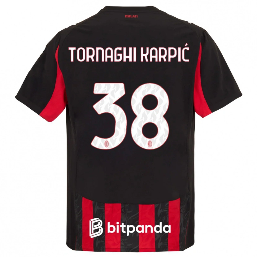 Danxen Uomo Maglia Lavinia Tornaghi Karpić #38 Rosso Nero Kit Gara Home 2025/26 Maglietta