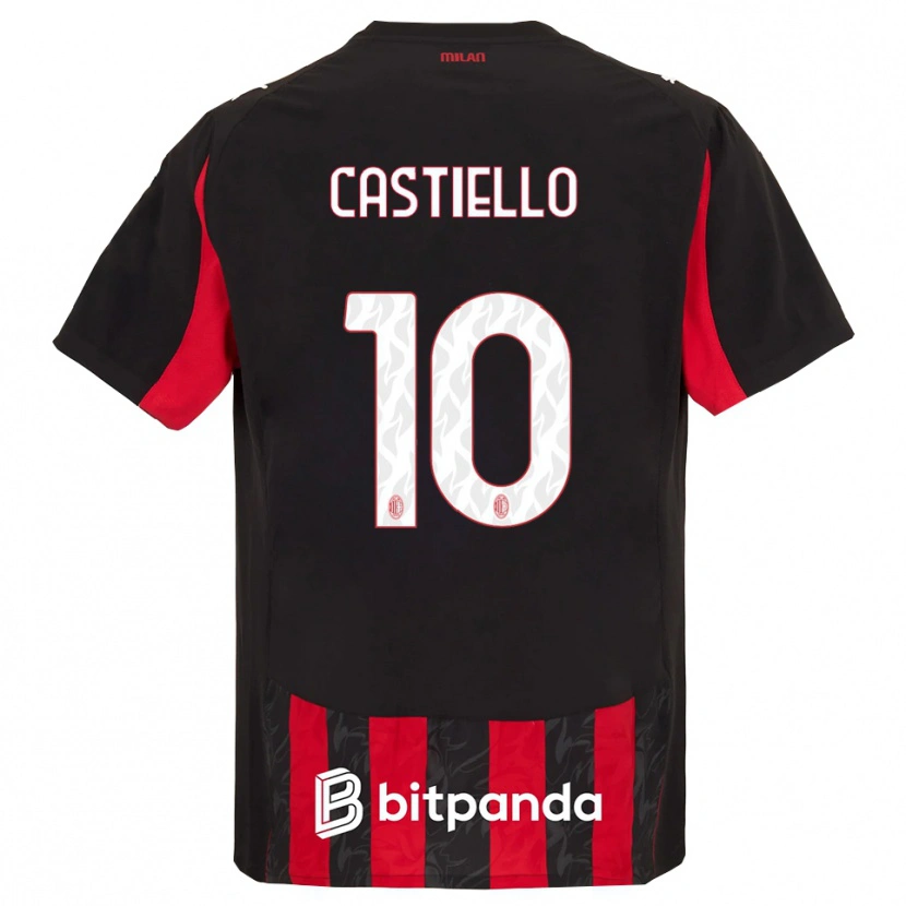 Danxen Uomo Maglia Alex Castiello #10 Rosso Nero Kit Gara Home 2025/26 Maglietta