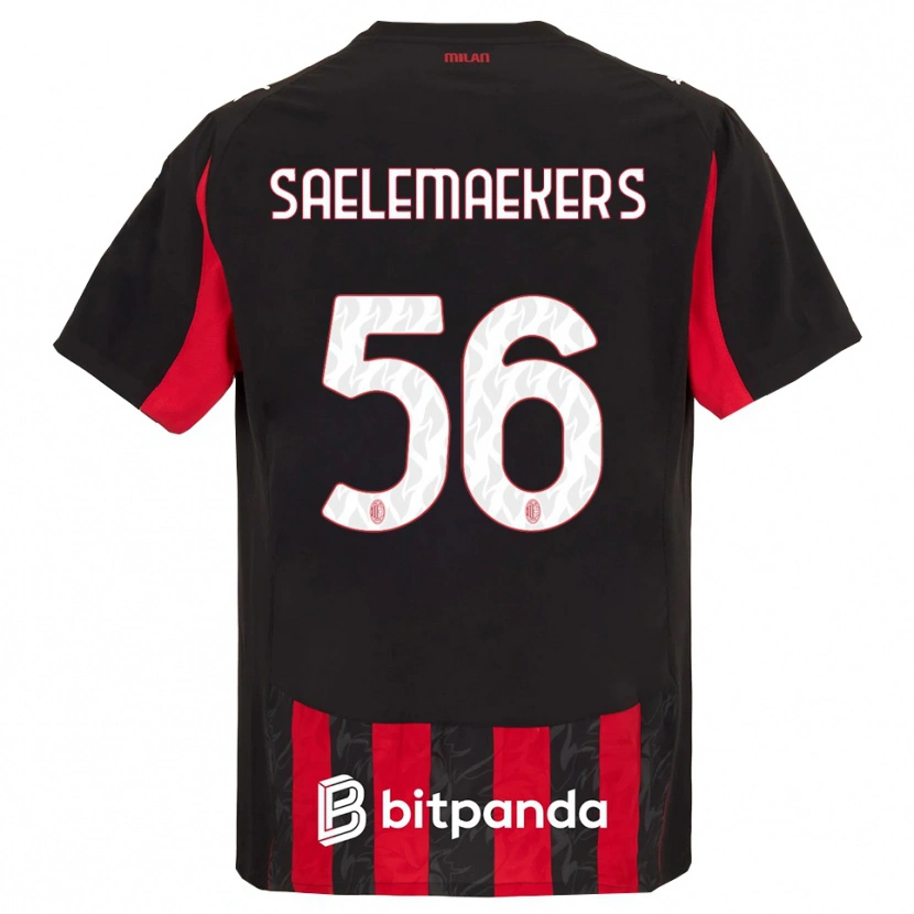 Danxen Uomo Maglia Alexis Saelemaekers #56 Rosso Nero Kit Gara Home 2025/26 Maglietta