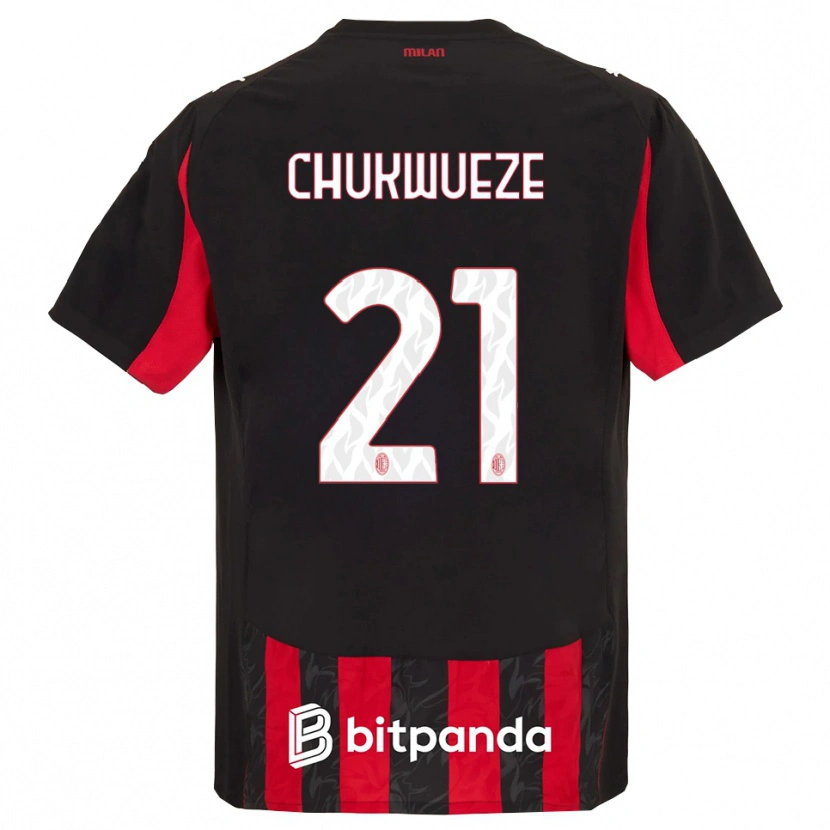 Danxen Uomo Maglia Samuel Chukwueze #21 Rosso Nero Kit Gara Home 2025/26 Maglietta