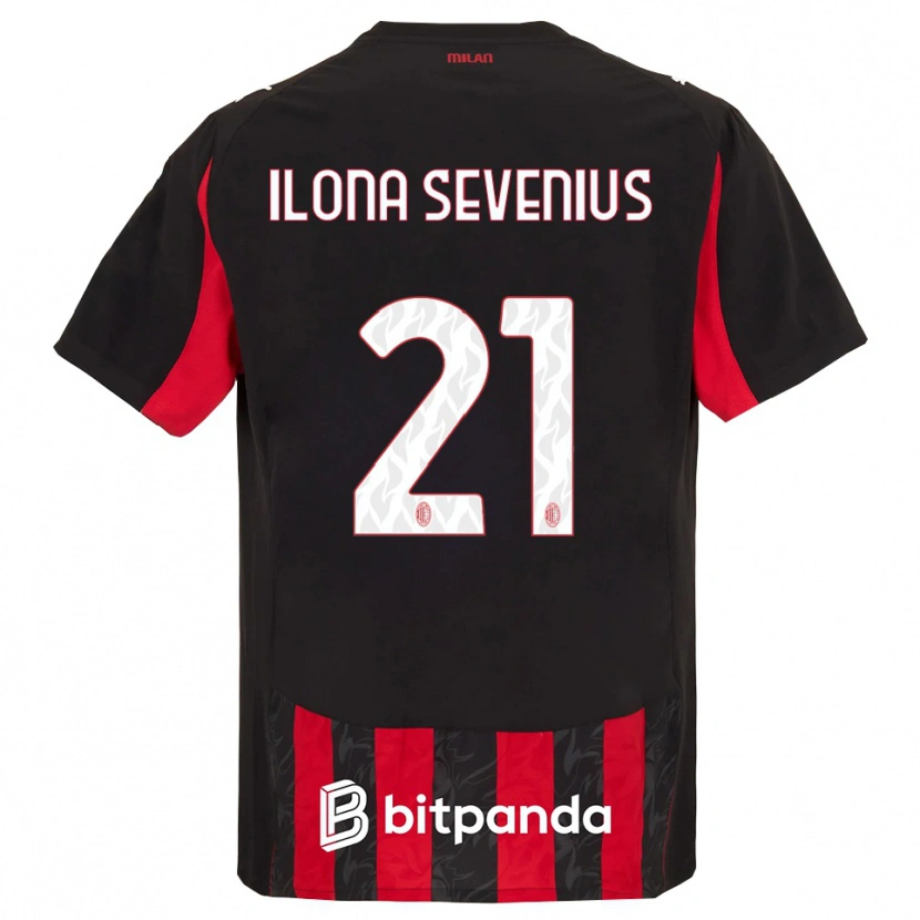 Danxen Uomo Maglia Oona Ilona Sevenius #21 Rosso Nero Kit Gara Home 2025/26 Maglietta