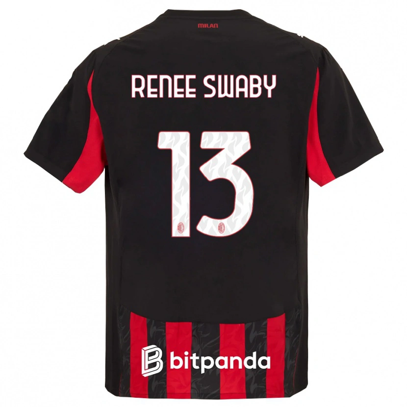 Danxen Uomo Maglia Allyson Renee Swaby #13 Rosso Nero Kit Gara Home 2025/26 Maglietta