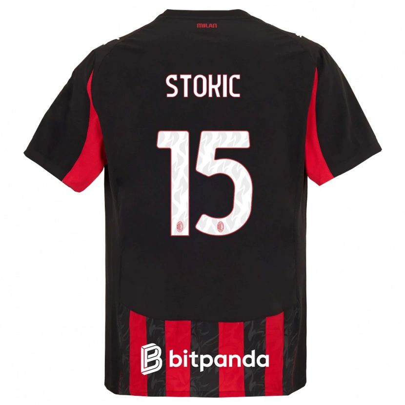 Danxen Uomo Maglia Sara Stokić #15 Rosso Nero Kit Gara Home 2025/26 Maglietta
