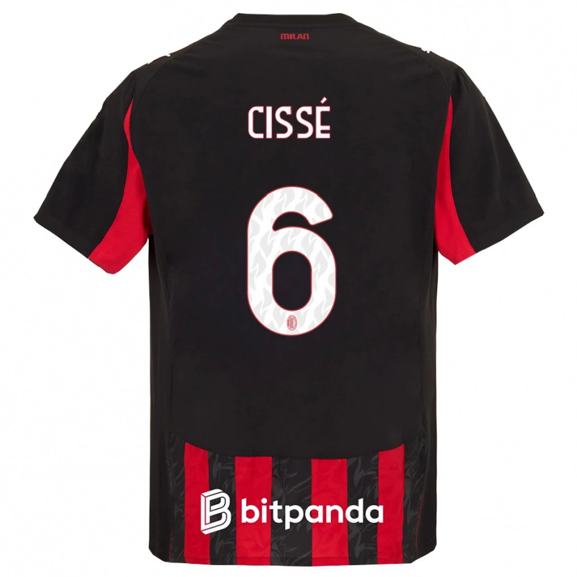 Danxen Uomo Maglia Maiga-Hamadoun Cissé #6 Rosso Nero Kit Gara Home 2025/26 Maglietta