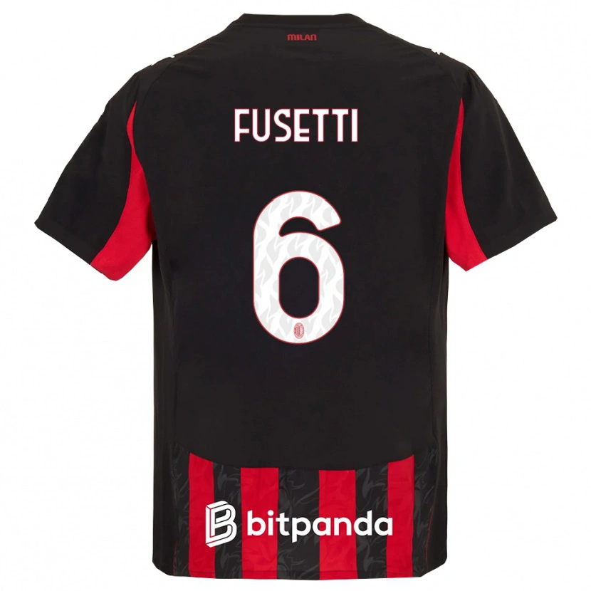 Danxen Uomo Maglia Laura Fusetti #6 Rosso Nero Kit Gara Home 2025/26 Maglietta