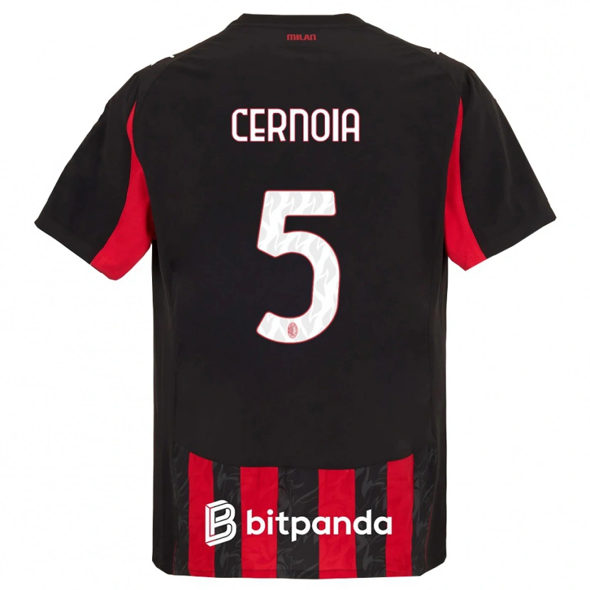 Danxen Uomo Maglia Valentina Cernoia #5 Rosso Nero Kit Gara Home 2025/26 Maglietta