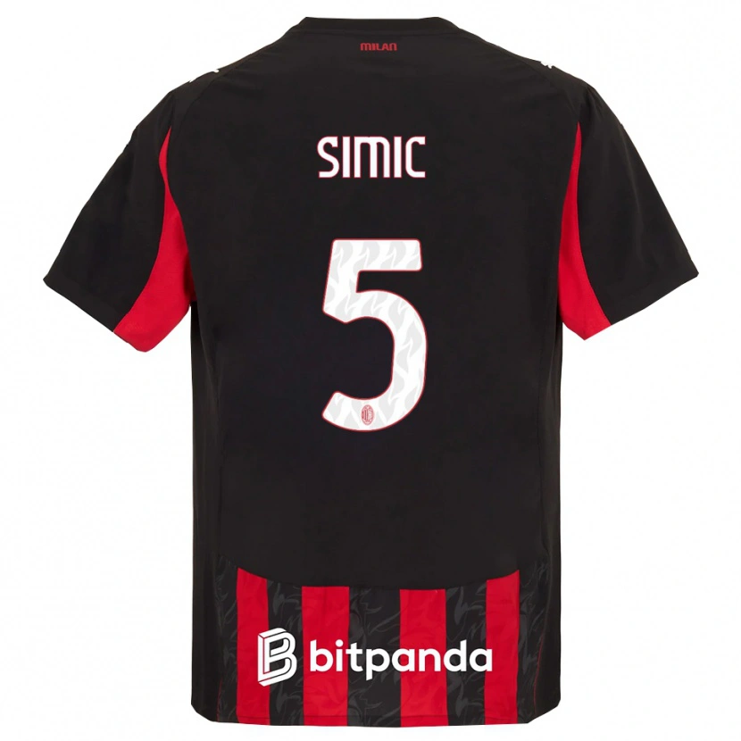 Danxen Uomo Maglia Jan-Carlo Simic #5 Rosso Nero Kit Gara Home 2025/26 Maglietta