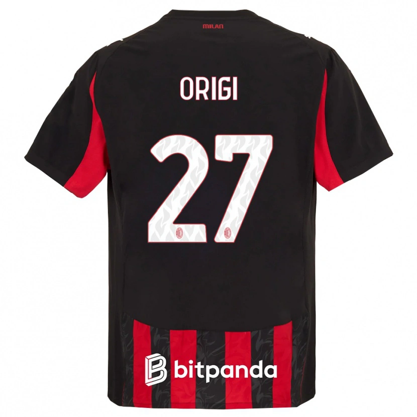 Danxen Uomo Maglia Divock Origi #27 Rosso Nero Kit Gara Home 2025/26 Maglietta