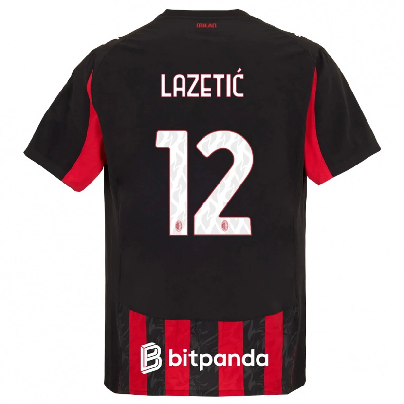 Danxen Uomo Maglia Marko Lazetić #12 Rosso Nero Kit Gara Home 2025/26 Maglietta