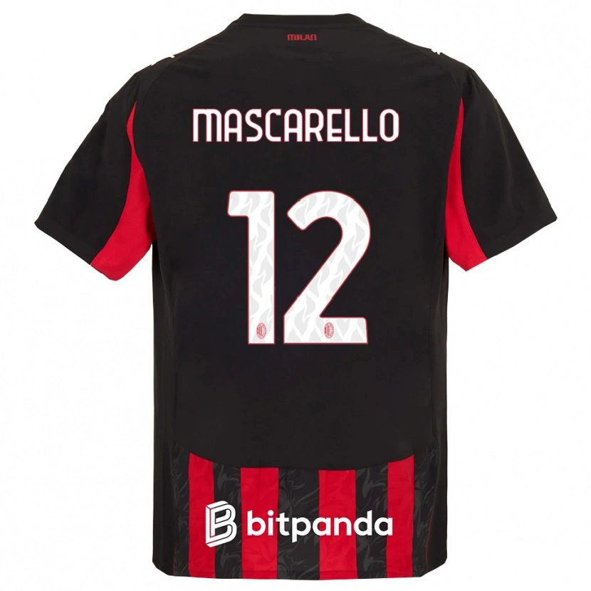 Danxen Uomo Maglia Marta Mascarello #12 Rosso Nero Kit Gara Home 2025/26 Maglietta