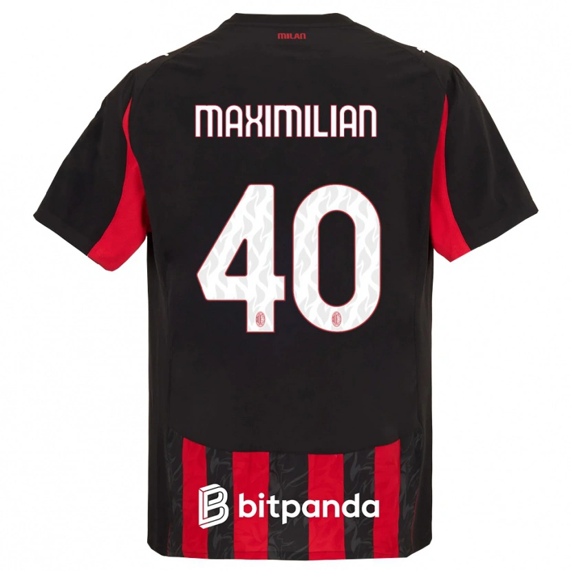 Danxen Uomo Maglia Maximilian Ibrahimović #40 Rosso Nero Kit Gara Home 2025/26 Maglietta