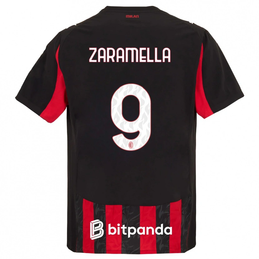Danxen Uomo Maglia Mattia Zaramella #9 Rosso Nero Kit Gara Home 2025/26 Maglietta