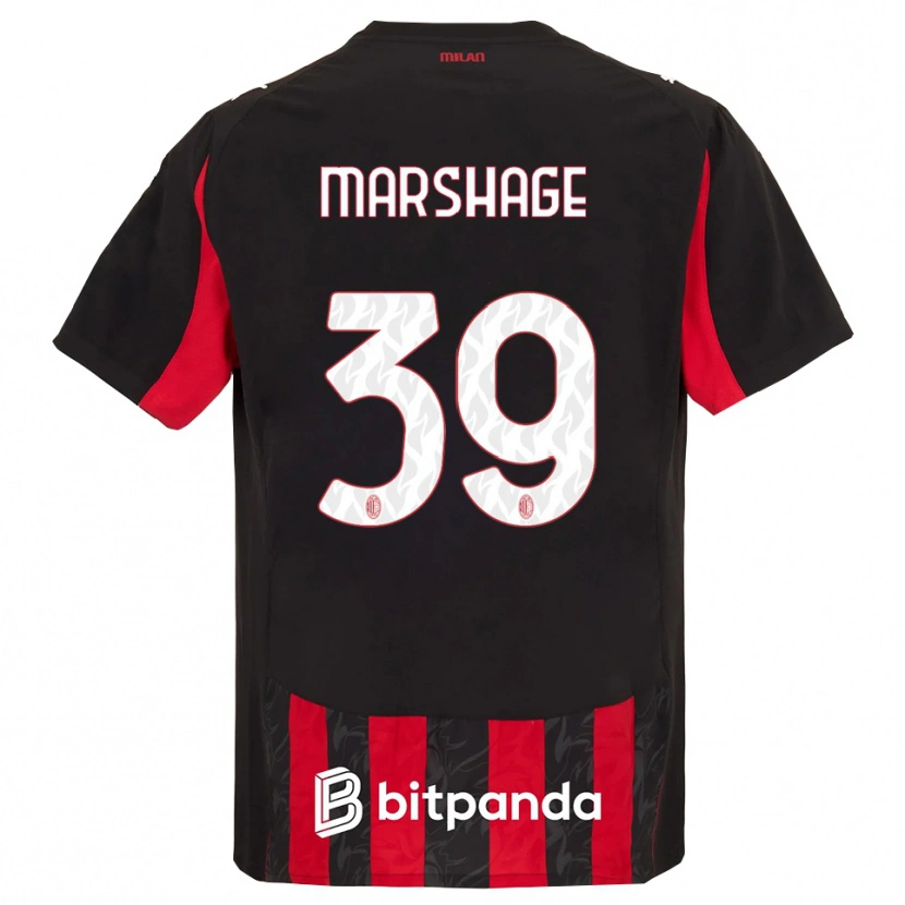 Danxen Uomo Maglia Wilgot Marshage #39 Rosso Nero Kit Gara Home 2025/26 Maglietta