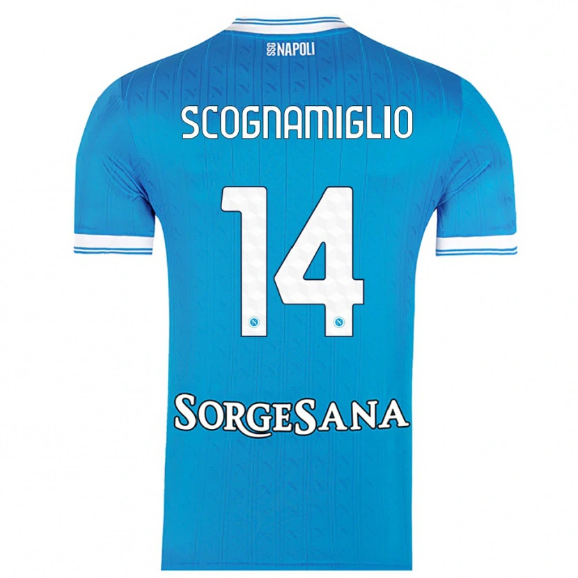 Danxen Uomo Maglia Fabio Scognamiglio #14 Azzurro Bianco Kit Gara Home 2025/26 Maglietta