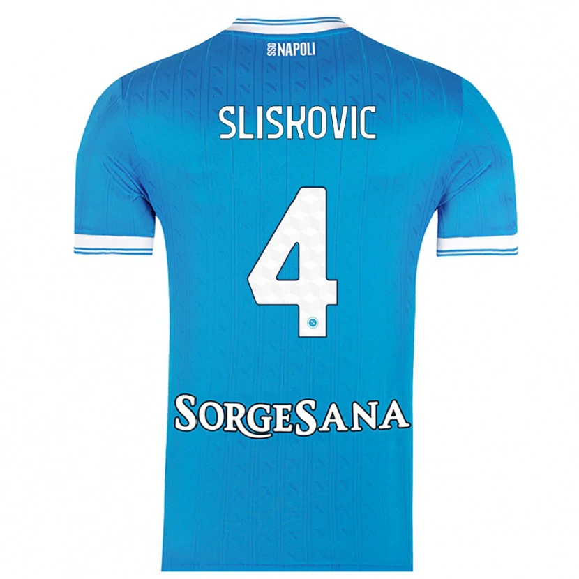 Danxen Uomo Maglia Gloria Slišković #4 Azzurro Bianco Kit Gara Home 2025/26 Maglietta