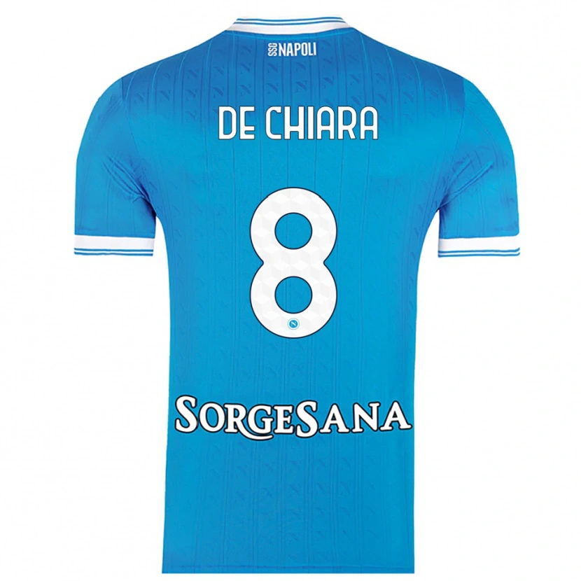 Danxen Uomo Maglia Emmanuele De Chiara #8 Azzurro Bianco Kit Gara Home 2025/26 Maglietta