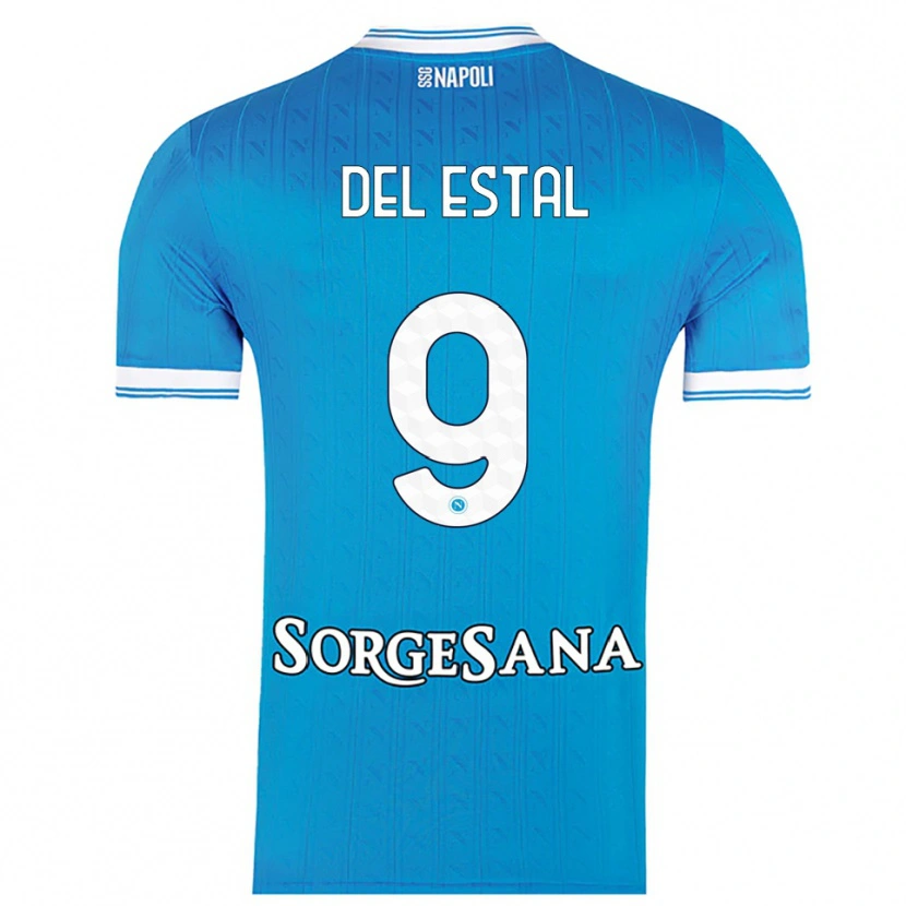 Danxen Uomo Maglia Eli Del Estal #9 Azzurro Bianco Kit Gara Home 2025/26 Maglietta