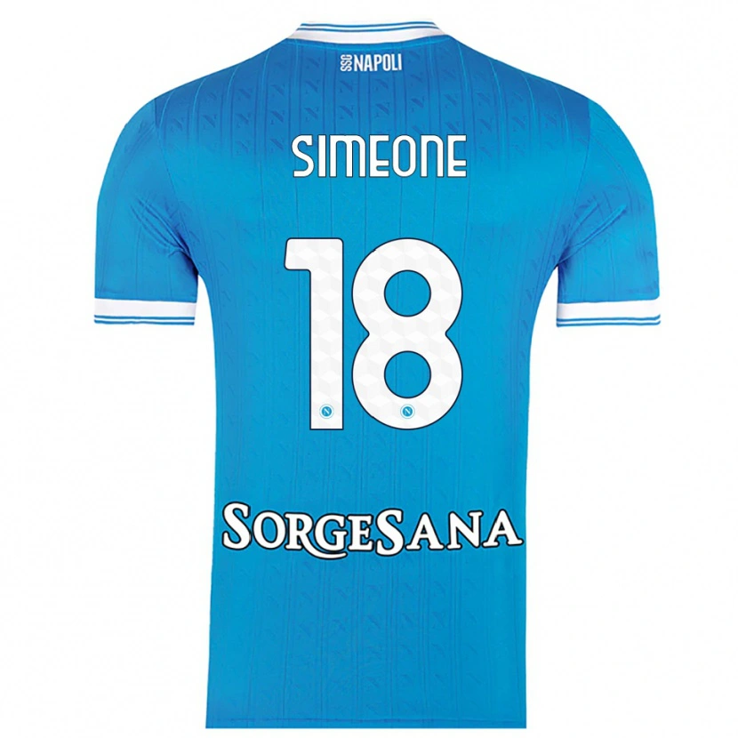 Danxen Uomo Maglia Giovanni Simeone #18 Azzurro Bianco Kit Gara Home 2025/26 Maglietta