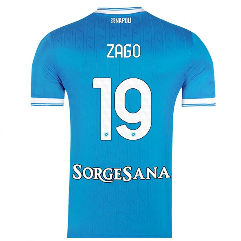Danxen Uomo Maglia Gabriele Zago #19 Azzurro Bianco Kit Gara Home 2025/26 Maglietta