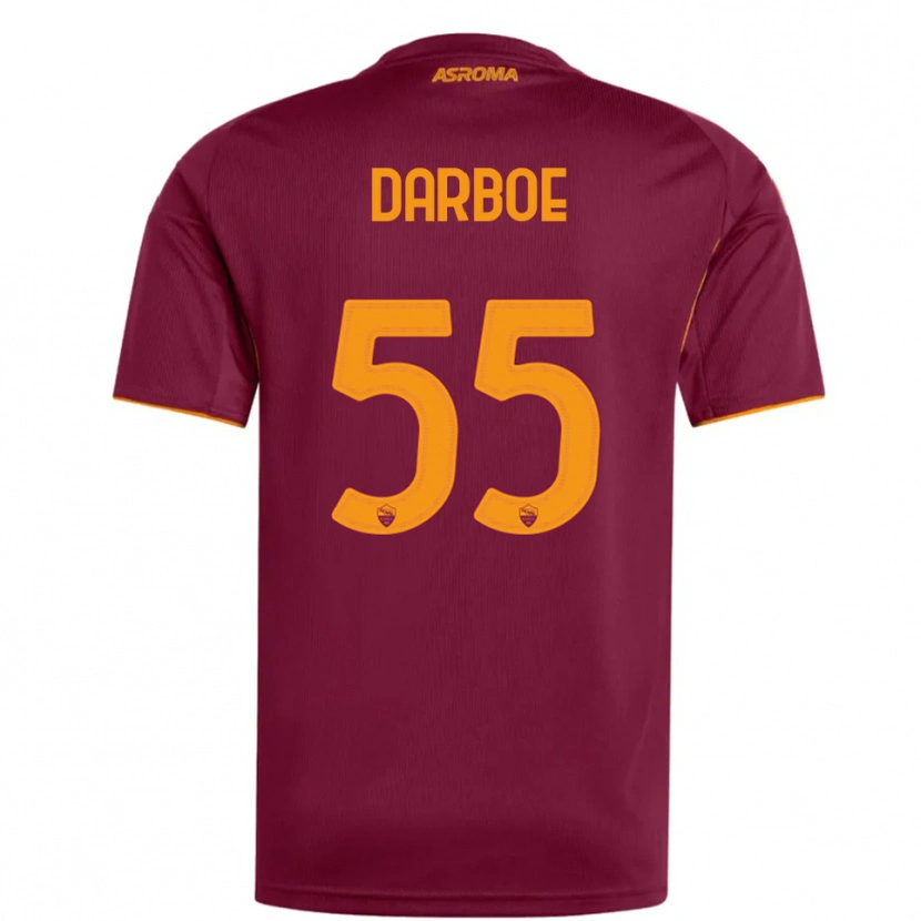 Danxen Uomo Maglia Ebrima Darboe #55 Bordeaux Arancione Kit Gara Home 2025/26 Maglietta