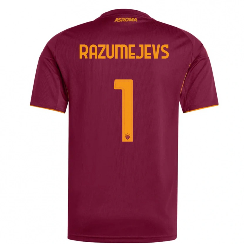 Danxen Uomo Maglia Vladislavs Razumejevs #1 Bordeaux Arancione Kit Gara Home 2025/26 Maglietta
