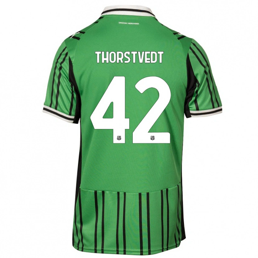 Danxen Uomo Maglia Kristian Thorstvedt #42 Verde Nero Kit Gara Home 2025/26 Maglietta