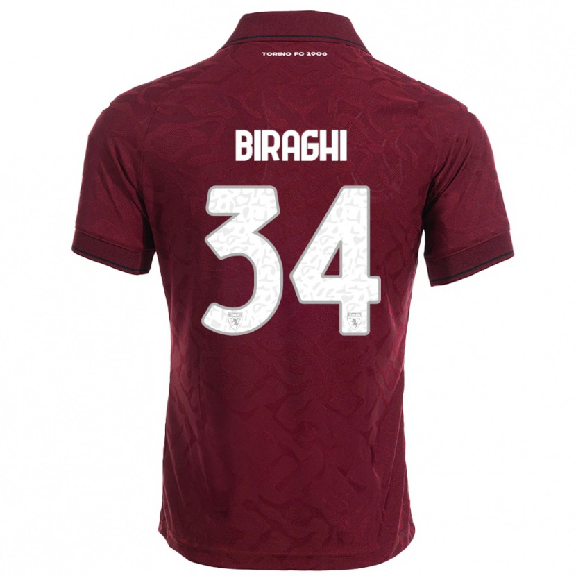 Danxen Uomo Maglia Cristiano Biraghi #34 Bordeaux Bianco Kit Gara Home 2025/26 Maglietta