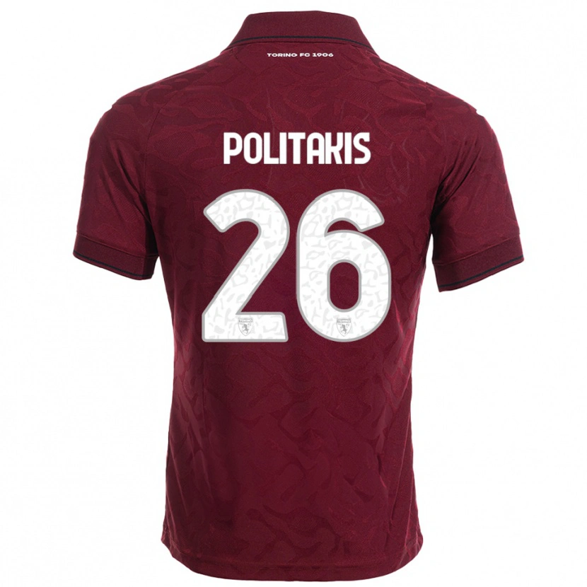 Danxen Uomo Maglia Grigorios Politakis #26 Bordeaux Bianco Kit Gara Home 2025/26 Maglietta