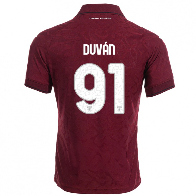 Danxen Uomo Maglia Duván Zapata #91 Bordeaux Bianco Kit Gara Home 2025/26 Maglietta