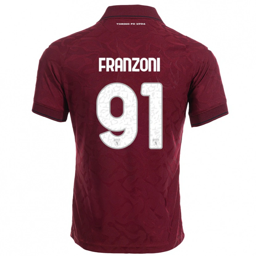 Danxen Uomo Maglia Nicolò Franzoni #91 Bordeaux Bianco Kit Gara Home 2025/26 Maglietta