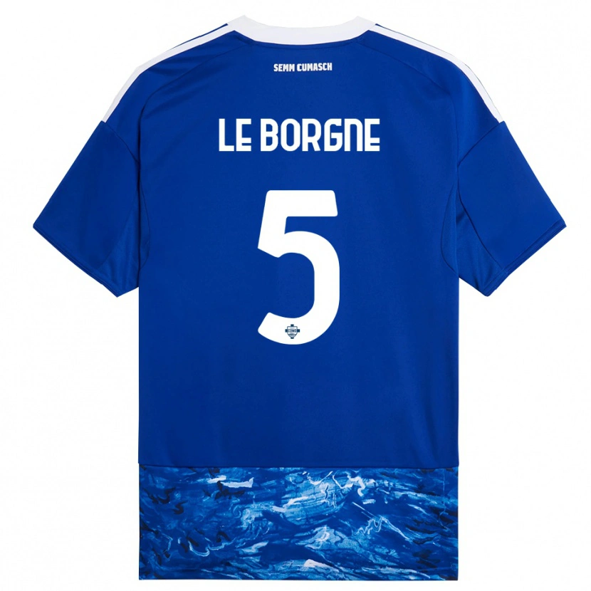 Danxen Uomo Maglia Andréa Le Borgne #5 Blu Bianco Kit Gara Home 2025/26 Maglietta