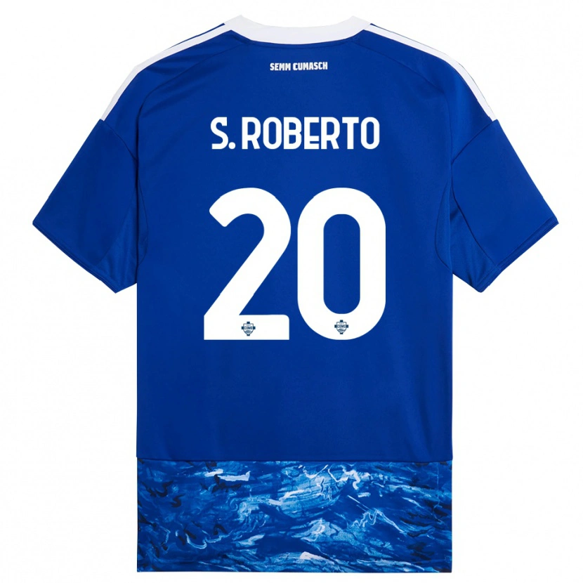 Danxen Uomo Maglia Sergi Roberto #20 Blu Bianco Kit Gara Home 2025/26 Maglietta