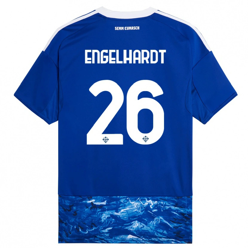 Danxen Uomo Maglia Yannik Engelhardt #26 Blu Bianco Kit Gara Home 2025/26 Maglietta