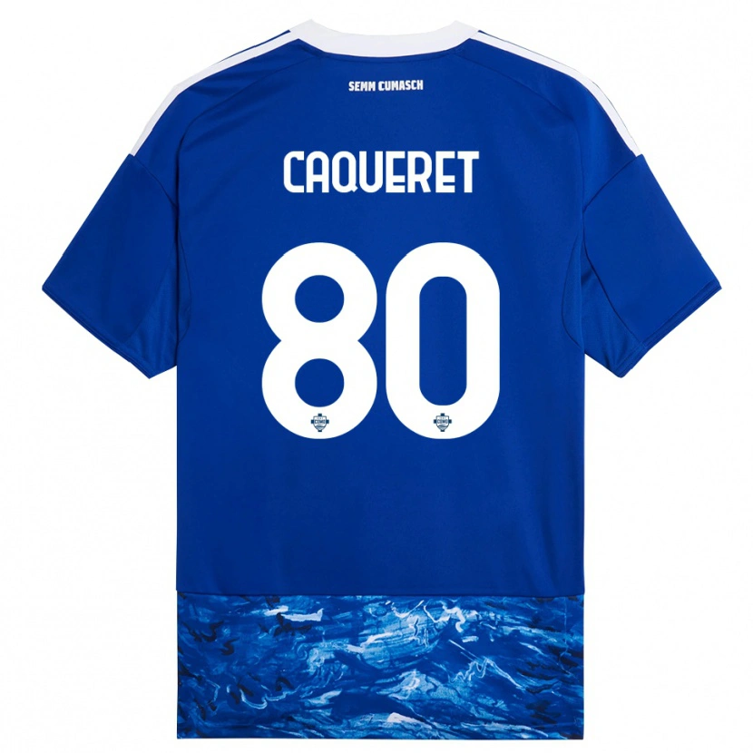 Danxen Uomo Maglia Maxence Caqueret #80 Blu Bianco Kit Gara Home 2025/26 Maglietta
