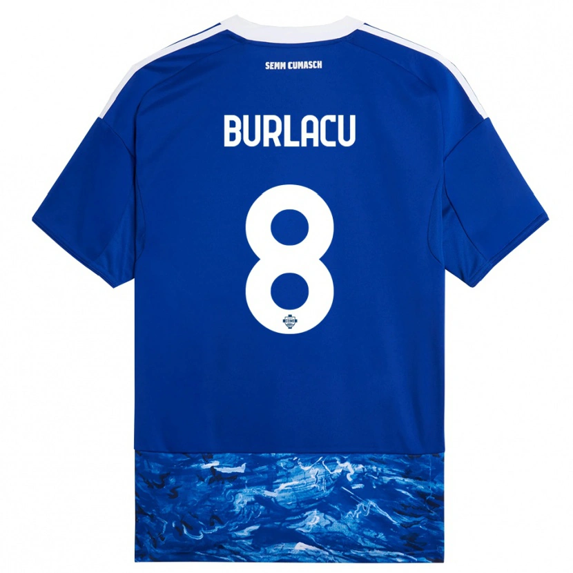 Danxen Uomo Maglia Sebastian Burlacu #8 Blu Bianco Kit Gara Home 2025/26 Maglietta