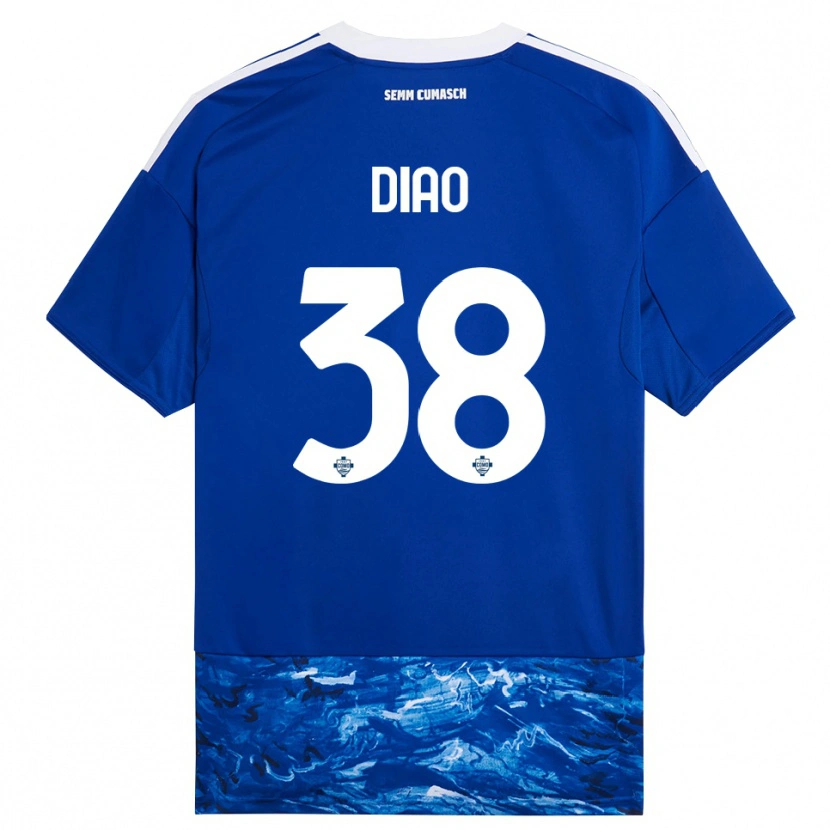Danxen Uomo Maglia Assane Diao #38 Blu Bianco Kit Gara Home 2025/26 Maglietta