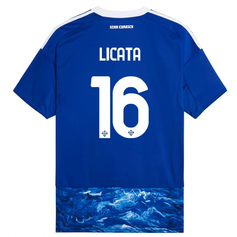 Danxen Uomo Maglia Alessandro Licata #16 Blu Bianco Kit Gara Home 2025/26 Maglietta