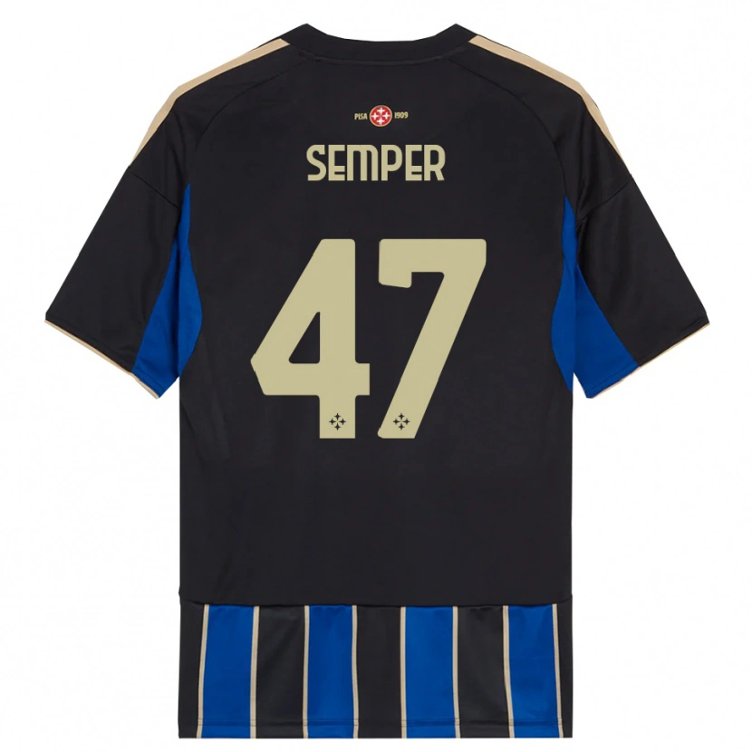 Danxen Uomo Maglia Adrian Semper #47 Nero Blu Kit Gara Home 2025/26 Maglietta