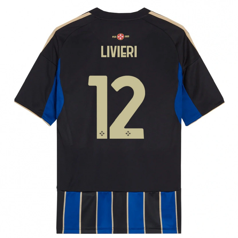 Danxen Uomo Maglia Alessandro Livieri #12 Nero Blu Kit Gara Home 2025/26 Maglietta
