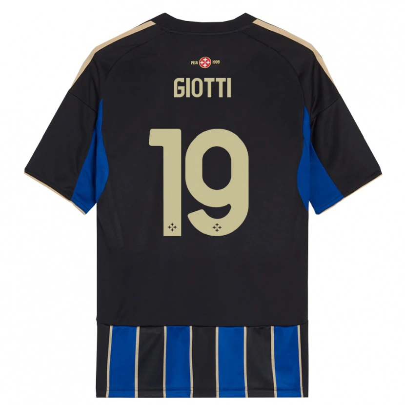 Danxen Uomo Maglia Emanuele Giotti #19 Nero Blu Kit Gara Home 2025/26 Maglietta
