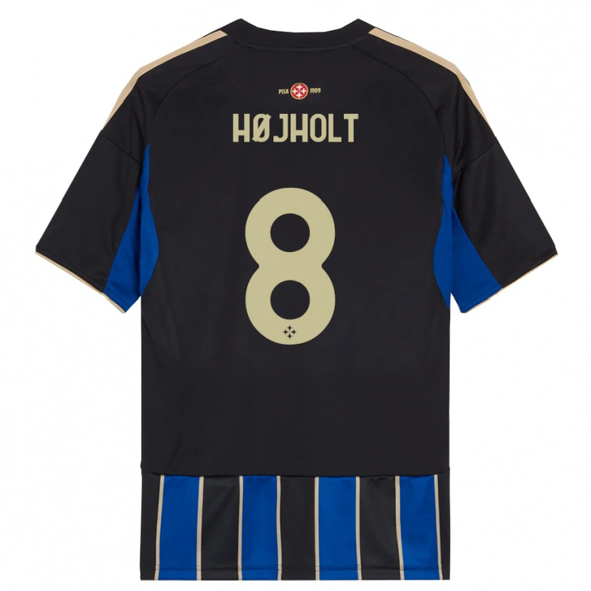 Danxen Uomo Maglia Malthe Højholt #8 Nero Blu Kit Gara Home 2025/26 Maglietta