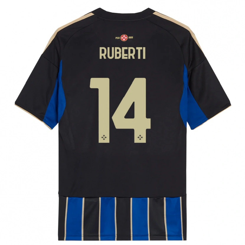 Danxen Uomo Maglia Brando Ruberti #14 Nero Blu Kit Gara Home 2025/26 Maglietta