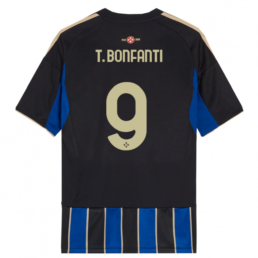 Danxen Uomo Maglia Thomas Bonfanti #9 Nero Blu Kit Gara Home 2025/26 Maglietta