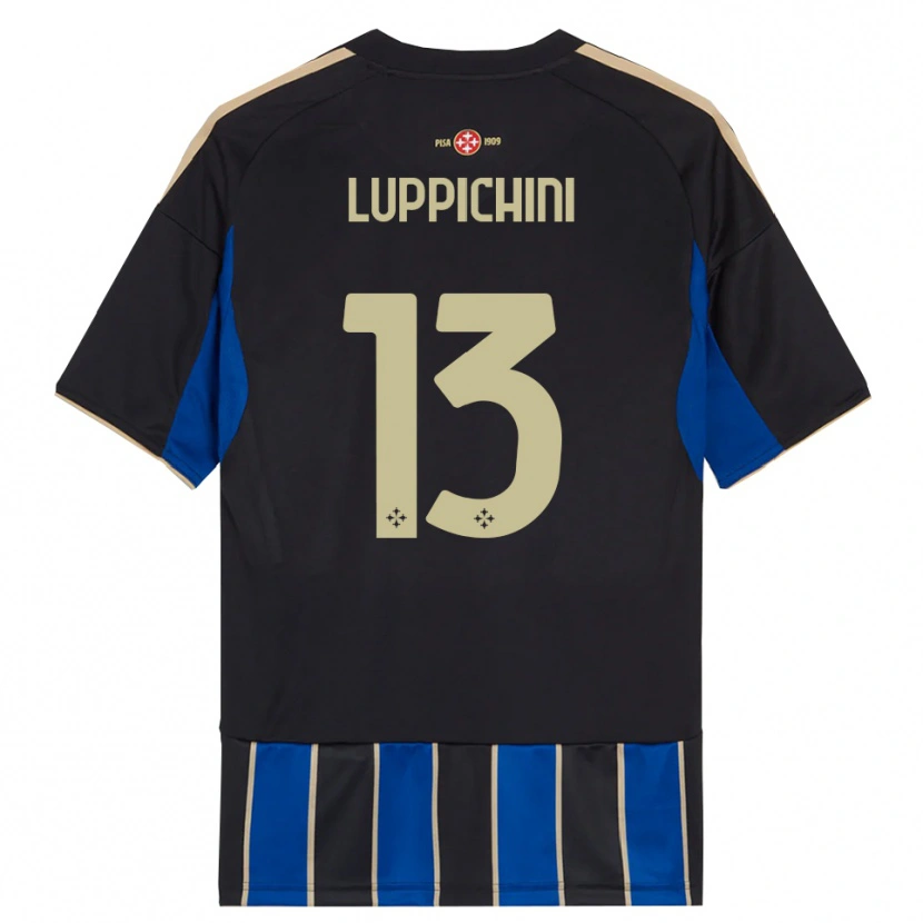 Danxen Uomo Maglia Matteo Luppichini #13 Nero Blu Kit Gara Home 2025/26 Maglietta