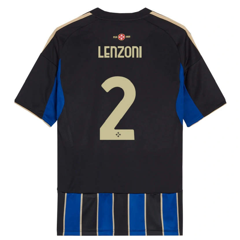 Danxen Uomo Maglia Samuele Lenzoni #2 Nero Blu Kit Gara Home 2025/26 Maglietta