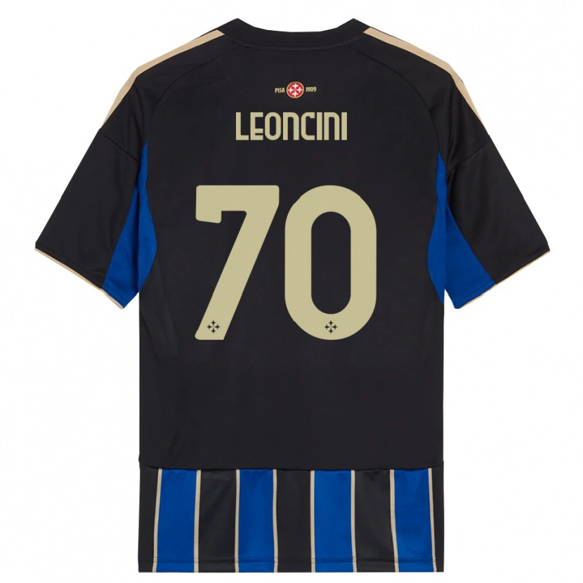 Danxen Uomo Maglia Mattia Leoncini #70 Nero Blu Kit Gara Home 2025/26 Maglietta