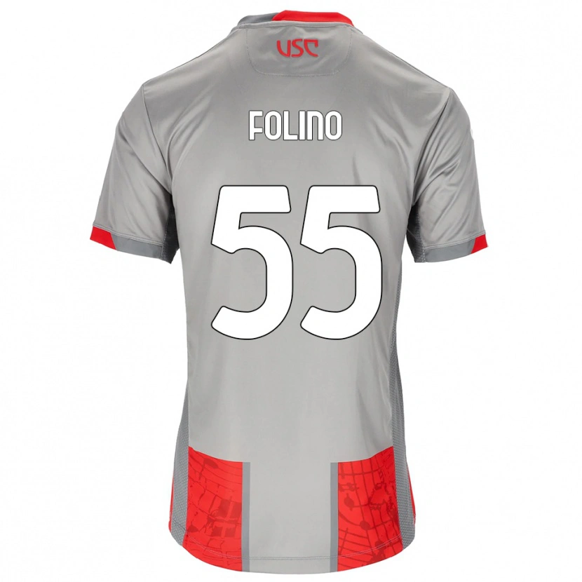 Danxen Uomo Maglia Francesco Folino #55 Rosso Grigio Kit Gara Home 2025/26 Maglietta