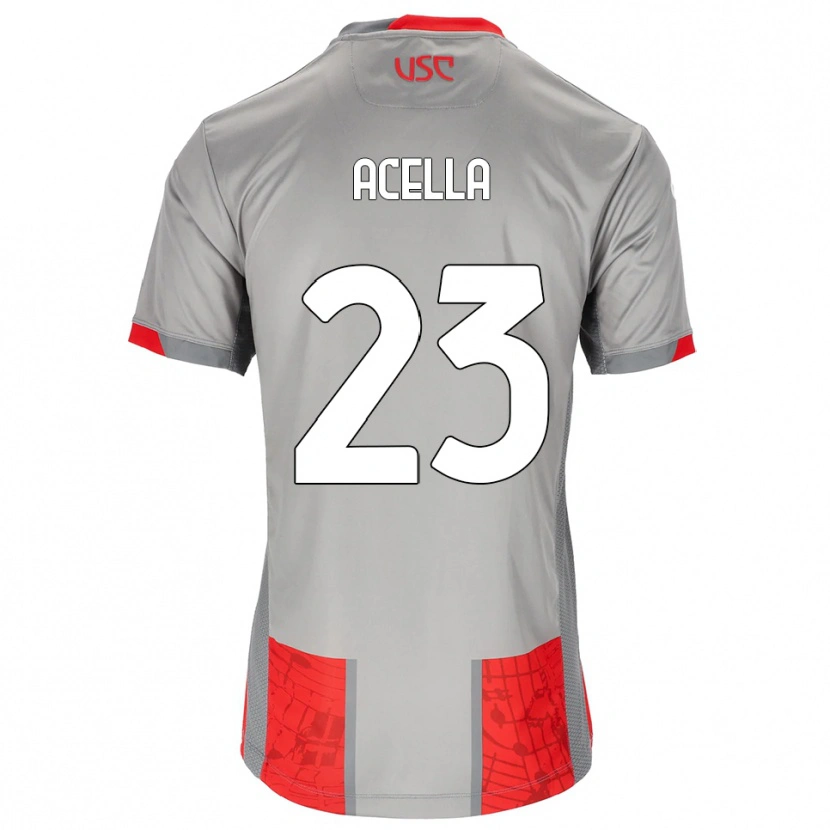 Danxen Uomo Maglia Christian Acella #23 Rosso Grigio Kit Gara Home 2025/26 Maglietta