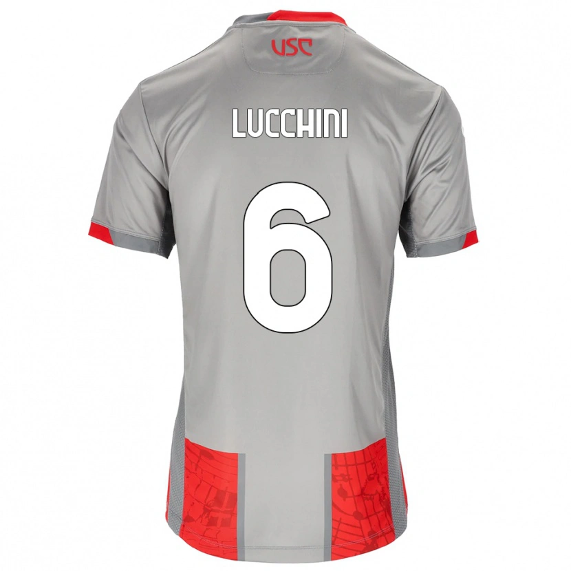 Danxen Uomo Maglia Matteo Lucchini #6 Rosso Grigio Kit Gara Home 2025/26 Maglietta