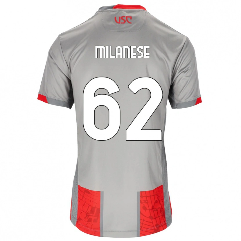 Danxen Uomo Maglia Tommaso Milanese #62 Rosso Grigio Kit Gara Home 2025/26 Maglietta